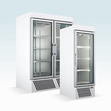 Under mounted refrigerated cabinets with glass door
